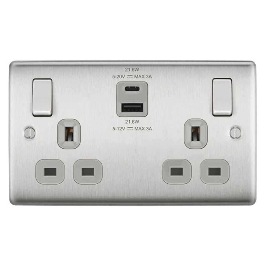 Image for Avenue 13A 2 Gang DP 2 x USB 22W Switched Socket