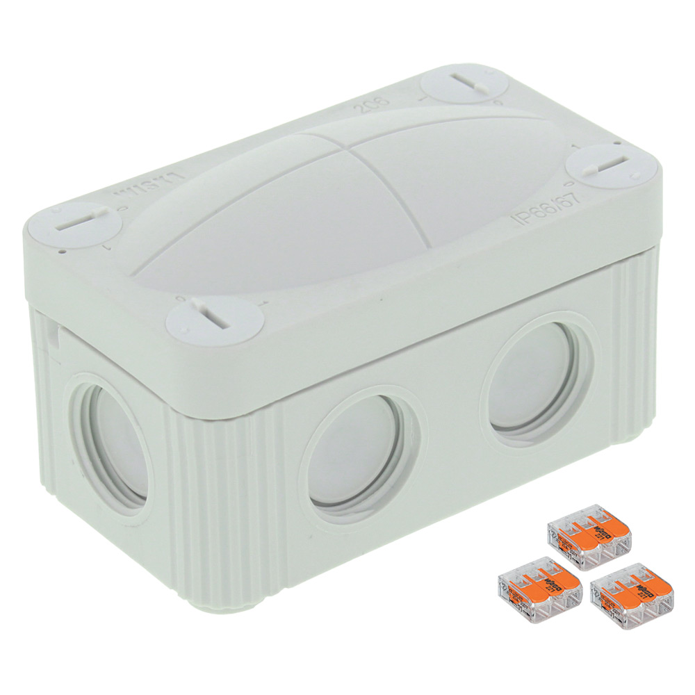 Image for Avenue Combi Junction Box with Wago Connectors Waterproof IP66 Grey 51mm x 85mm x 49mm