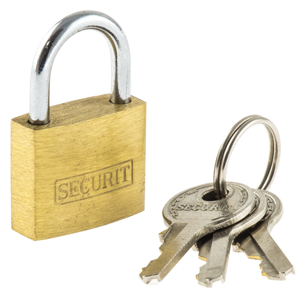 Image for Avenue Brass Padlock 20mm Wide 3 Spare Keys