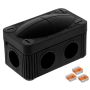 Avenue Combi Junction Box with Wago Connectors Waterproof IP66 Black 51mm x 85mm x 49mm