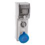 Lewden 16A 230V Blue Switched Socket and RCD 2 Pin + Earth Weatherproof IP66
