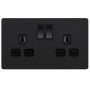 BG Evolve Metal 13A 2 Gang DP Switched Socket Screwless Matt Black 