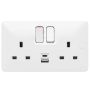 Hager Sollysta WMSS82USBAC 13A 2 Gang Socket USB-A AND USB-C