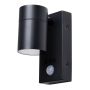 Forum Zinc Leto Outdoor Wall Light GU10 PIR Spotlight Black