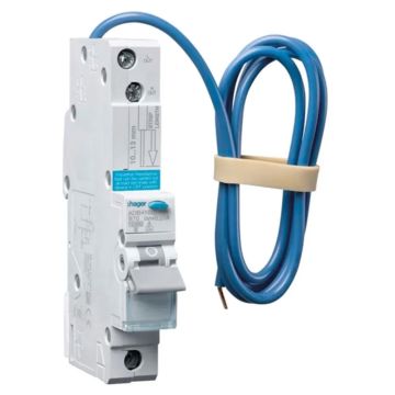 Image of Hager RCBO Type B Single Pole 16A 30mA