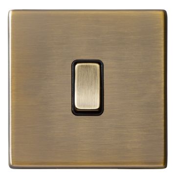 Image of Avenue Screwless Slim Intermediate Switch 10AX 1 Gang Antique Brass Black Insert