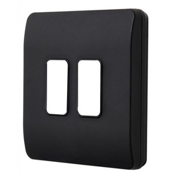 Image of Forum Kinetic 2 Gang Grid Frame Face Plate Kinetic Grid Module Black