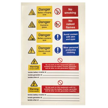 Image of Isigns Solar Battery Area Warning Labels Pack of 5