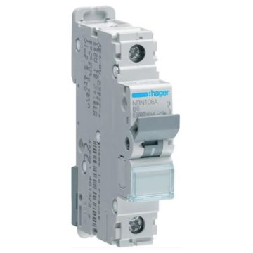 Image of Hager Invicta 3 NBN106A 6A MCB Single Pole Type B 10Ka