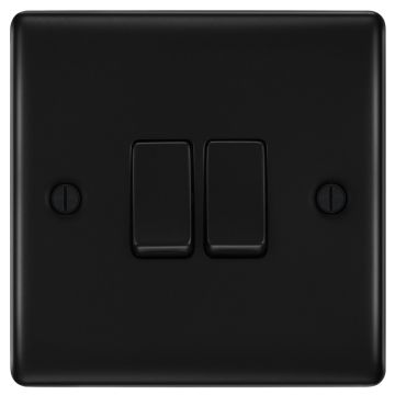 Image of BG Nexus Metal Light Switch 2 Gang 2 Way 20A Matt Black