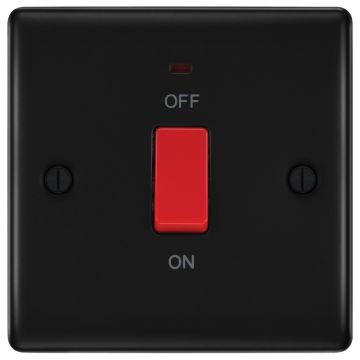Image of BG Nexus Metal 45A Cooker Switch 1 Gang Double Pole Neon Matt Black