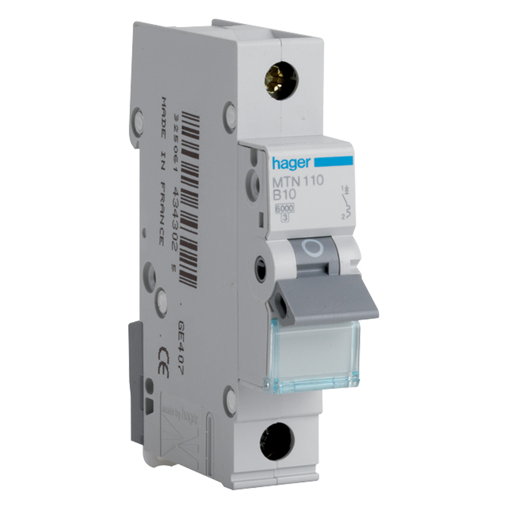 Image for Hager MTN116 Design 10 16A MCB Type B Single Pole 6kA Single Module