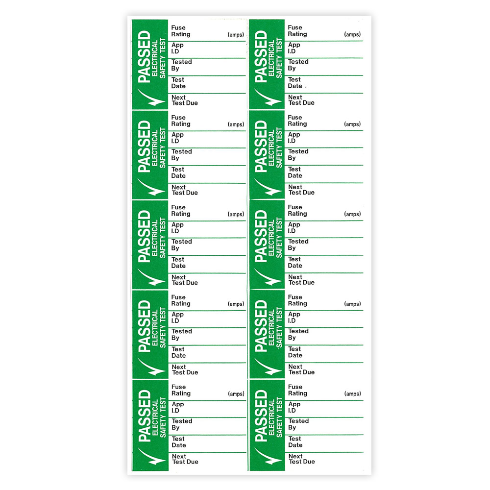 Image for PAT Pass Test Sticky Labels Large 42 x 32mm Adhesive Vinyl Pack of 50