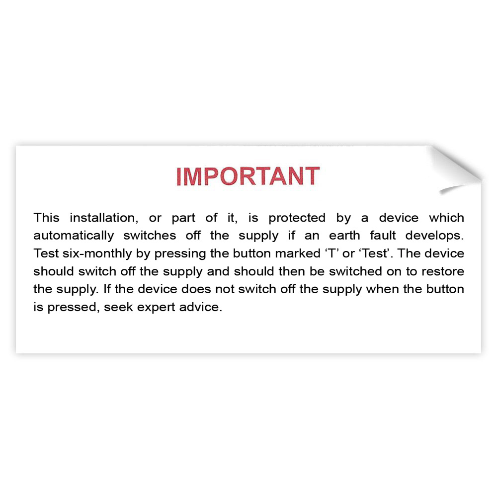 Image for RCD Test Sticker 130 x 60mm Self Adhesive Vinyl Label Pack of 10