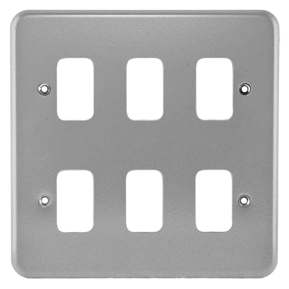 Image for MK Metalclad K3496ALM Grid Front Plate 6 Gang Grey