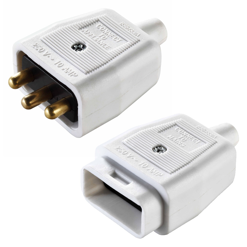 Image for 10A Inline Connector 3 Pin White Outdoor Power and Lighting