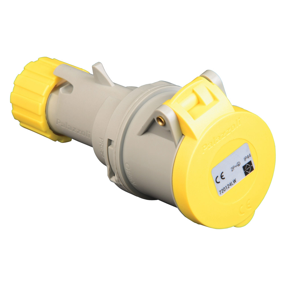Image for Lewden 32A 110V Yellow Industrial Connector 3 Pin Weatherproof IP44