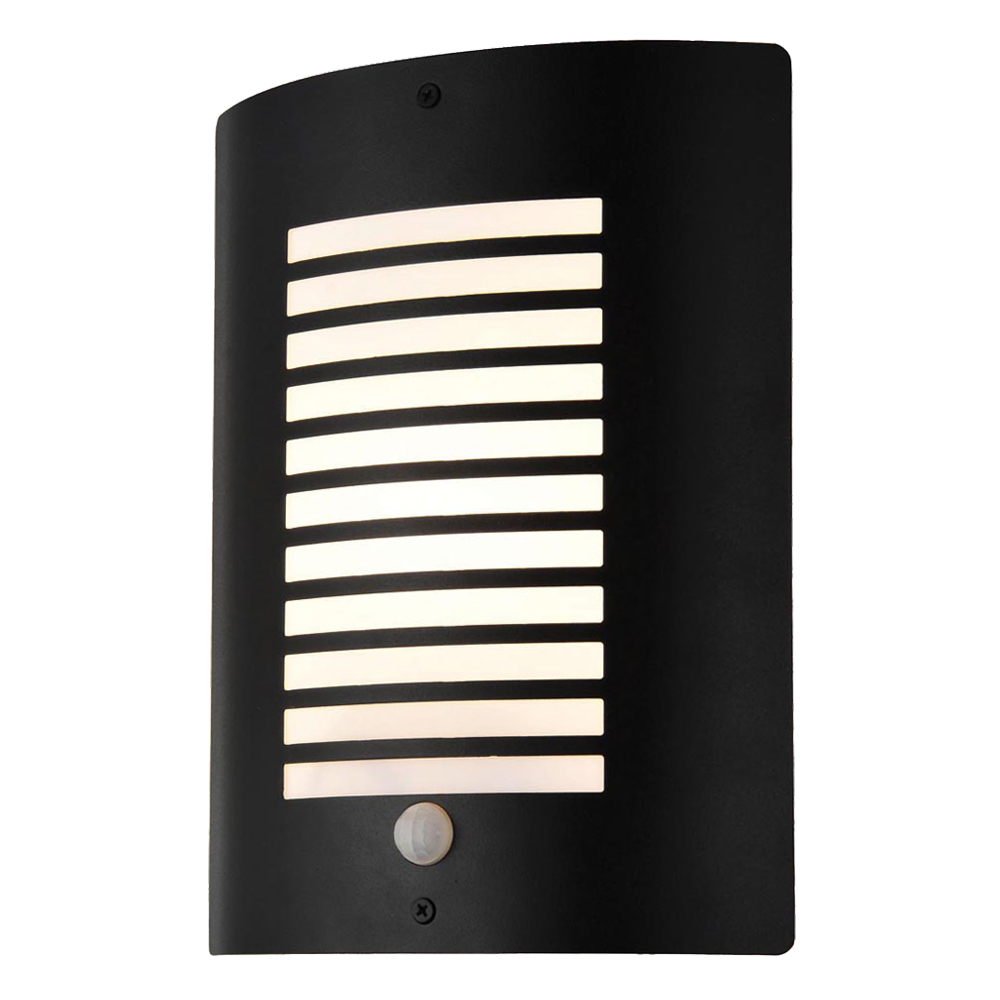 Image for Forum Zinc Modern Outdoor Wall Light with PIR 60W ES (E27) Black Steel