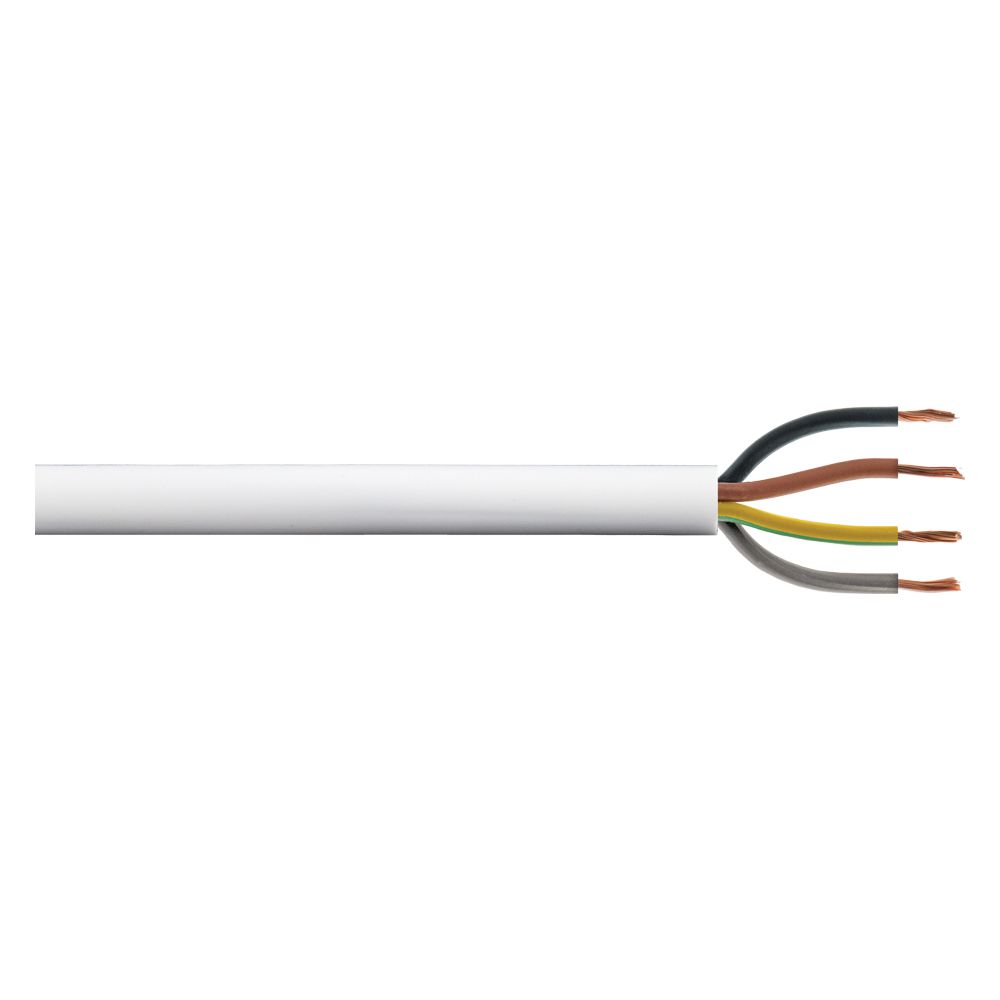 3 metre Cut Length 2 Core Round White Flex Flexible Cable 1mm 