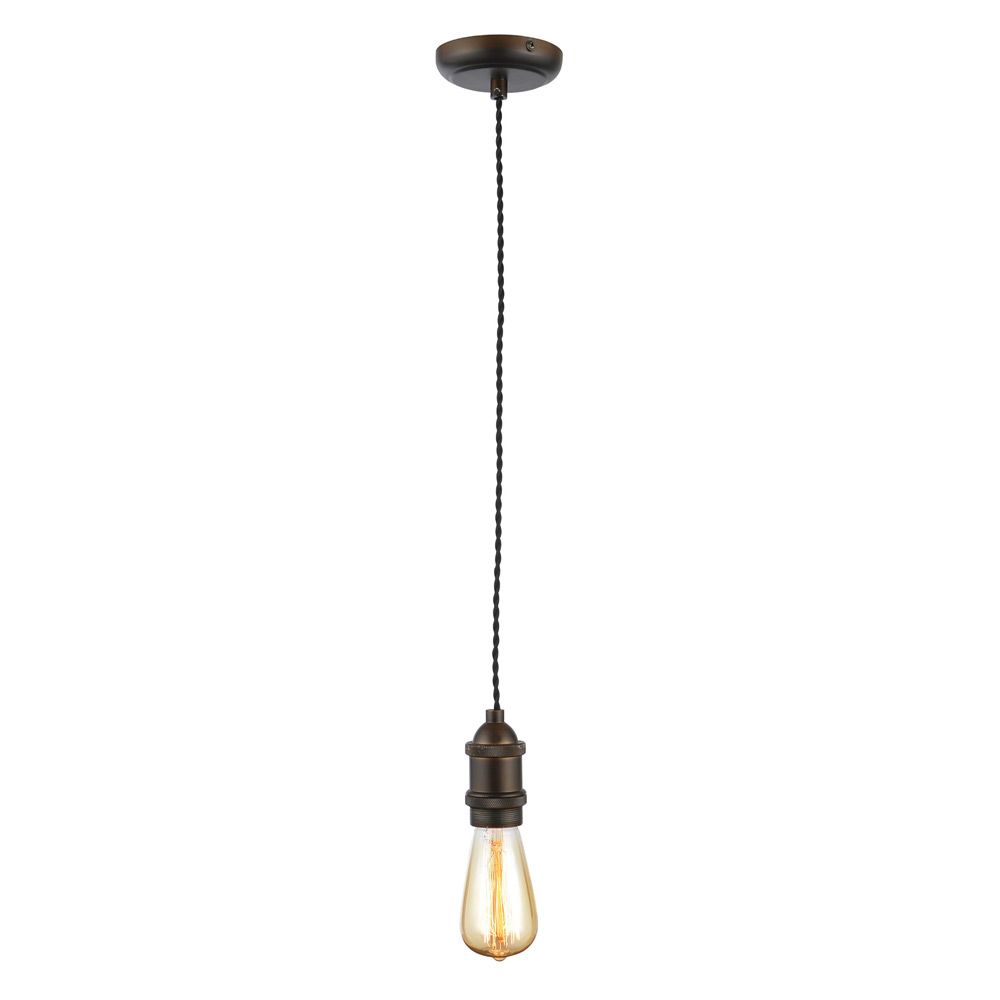 Vintage Pendant Light Fitting Modern Retro Industrial Style E27 Bronze Lamp Holder Black Ceiling Rose-KIT02BLK 