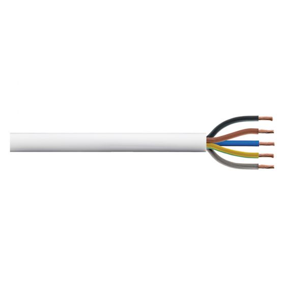 25 metre Cut Length 3 Core Round White Flex Flexible Cable 1 MM