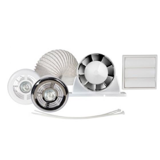 Image of Airflow AUSHWTLTKT 4 Inch In Line Shower Fan and Light Kit with Timer 