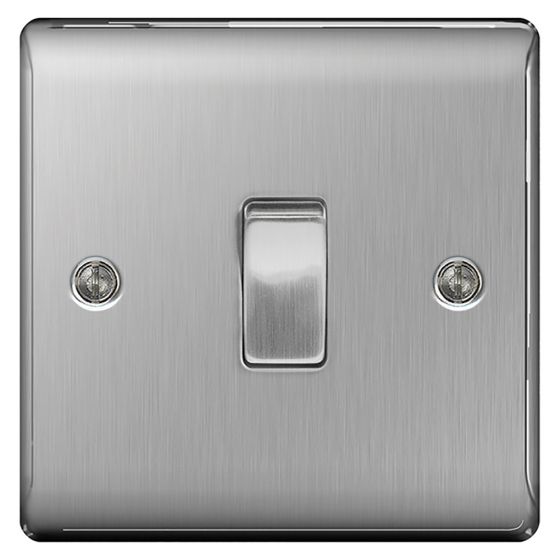 Image of Avenue Raised Intermediate Switch 10AX 1 Gang Brushed Steel