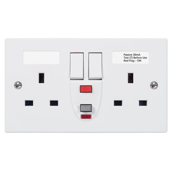 Image Avenue Switched RCD Socket 2 Gang 13A DP Latching White