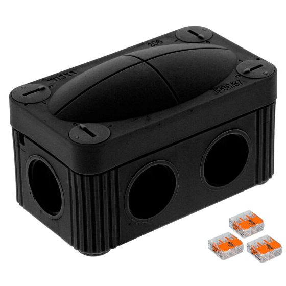 Image of Avenue Combi Junction Box with Wago Connectors Waterproof IP66 Black