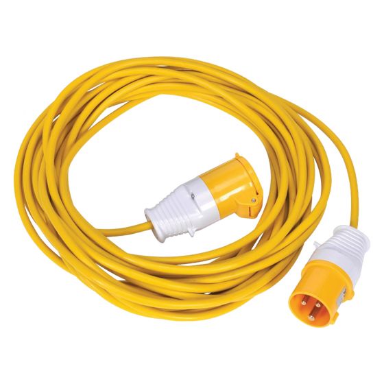 Image of Avenue 110V Site Extension Lead 14M Yellow with 16A Plug and Coupler