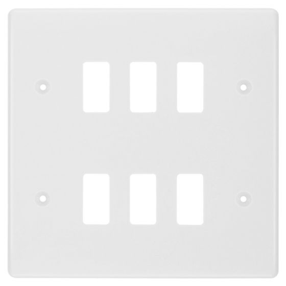 Image of BG Electric R86 Grid Module Front Plate 6 Gang White