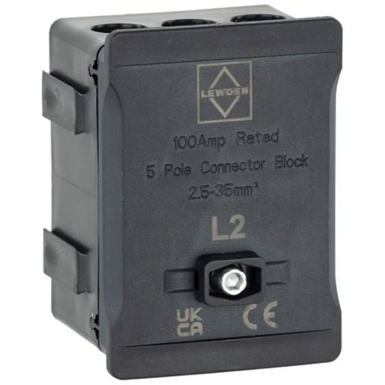 Lewden DT1005BK Single Pole Terminal Box 100A 5 Way Black