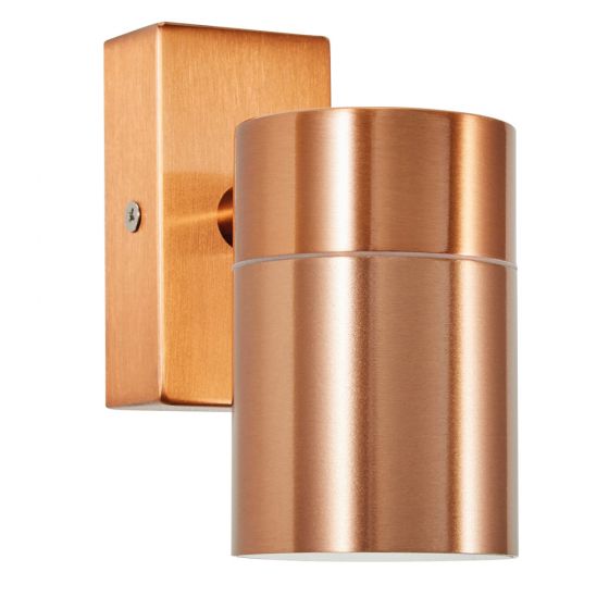 Image of Forum Zinc Leto Fixed Outdoor Up or Down Wall Light GU10 Spotlight Copper