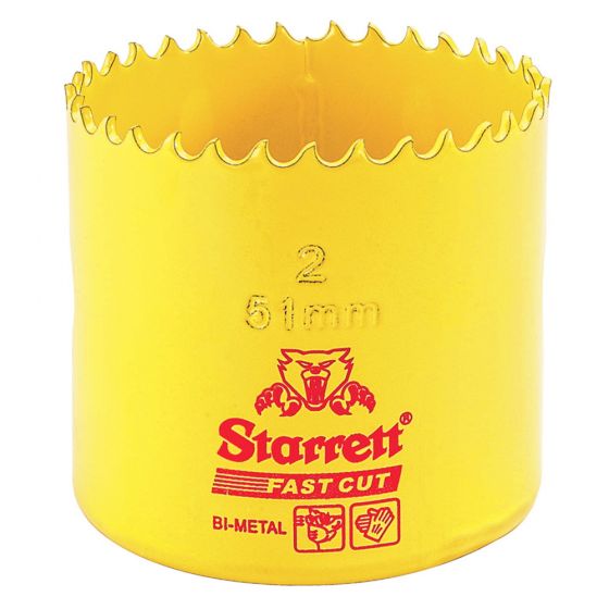 Image of Starrett 51mm Hole Saw HSS Fast Smooth Cutting Yellow FCH0200
