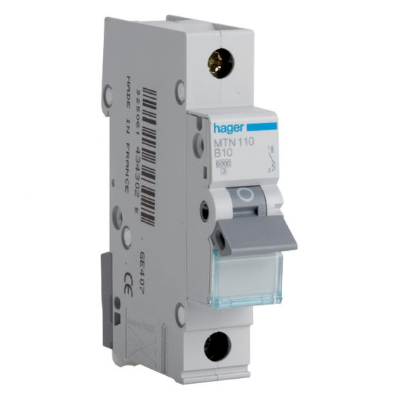 Image of Hager MTN116 16A MCB Type B Single Pole 6kA Single Module