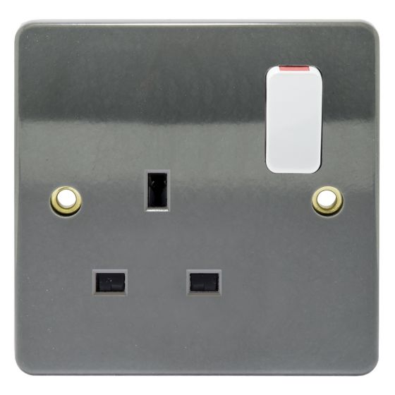 Image of MK Logic K2757GRA Switched Socket 1 Gang 13A Double Pole Dual Earth Graphite