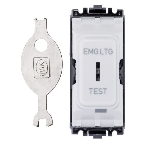 Image of MK Grid K4917ELWHI Grid Key Switch 20A 1W DP Engraved Emergency