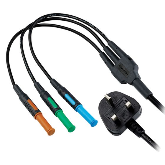 Image of Kewtech KAMP12UK Mains Test Lead with 3 x 4mm Connectors for KT64 KT65