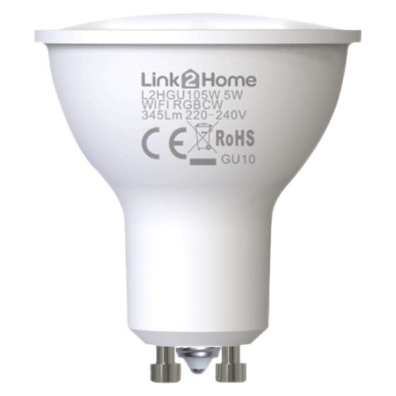 Image of Link2Home L2HGU105W Indoor Wifi LED Lamp White and RGB Dimmable 5W GU10