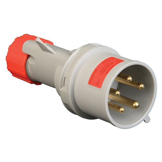 Image of Lewden 16A 400V Red Industrial Plug 5 Pin Weatherproof IP44