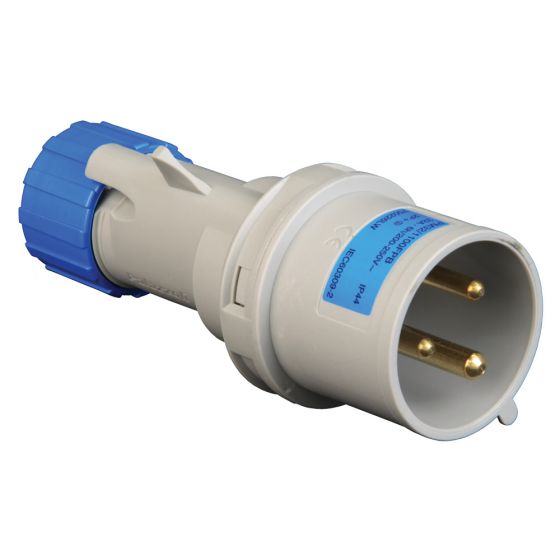 Image of Lewden 32A 230V Blue Industrial Plug 3 Pin Weatherproof IP44
