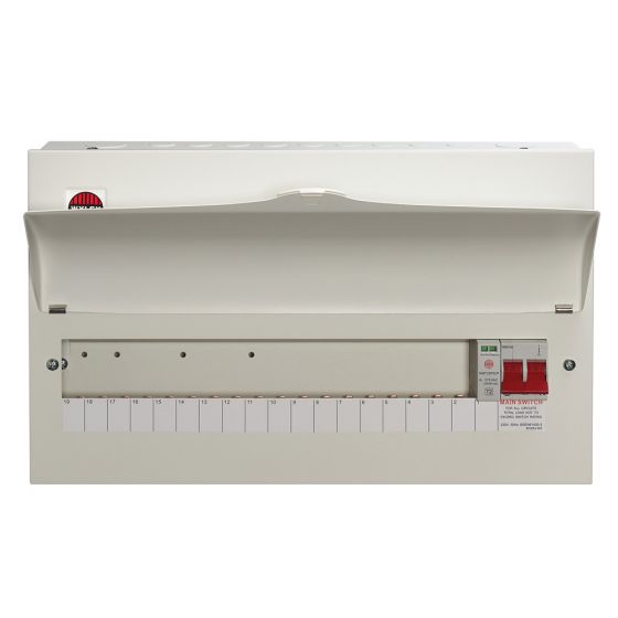 Image of Wylex NM1806LS Consumer Unit 18 Way 100A Main Switch and Type 2 Mini Surge Protection Device