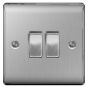 Image of Avenue Raised Light Switch 2 Gang 2 Way 10AX Inductive Brushed Steel