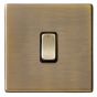 Image of Avenue Screwless Slim Light Switch 1 Gang 2 Way Antique Brass Black Insert