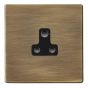 Image of Avenue Screwless Slim 5A Triple Pole Unswitched Socket 1 Gang Antique Brass Black Insert