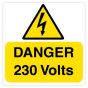 Image of Danger 230V Rigid Self Adhesive Label 75 x 75mm Pack of 5