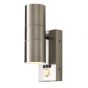 Zinc Leto GU10 Spotlight Up and Down Wall Light with PIR Stainless Steel